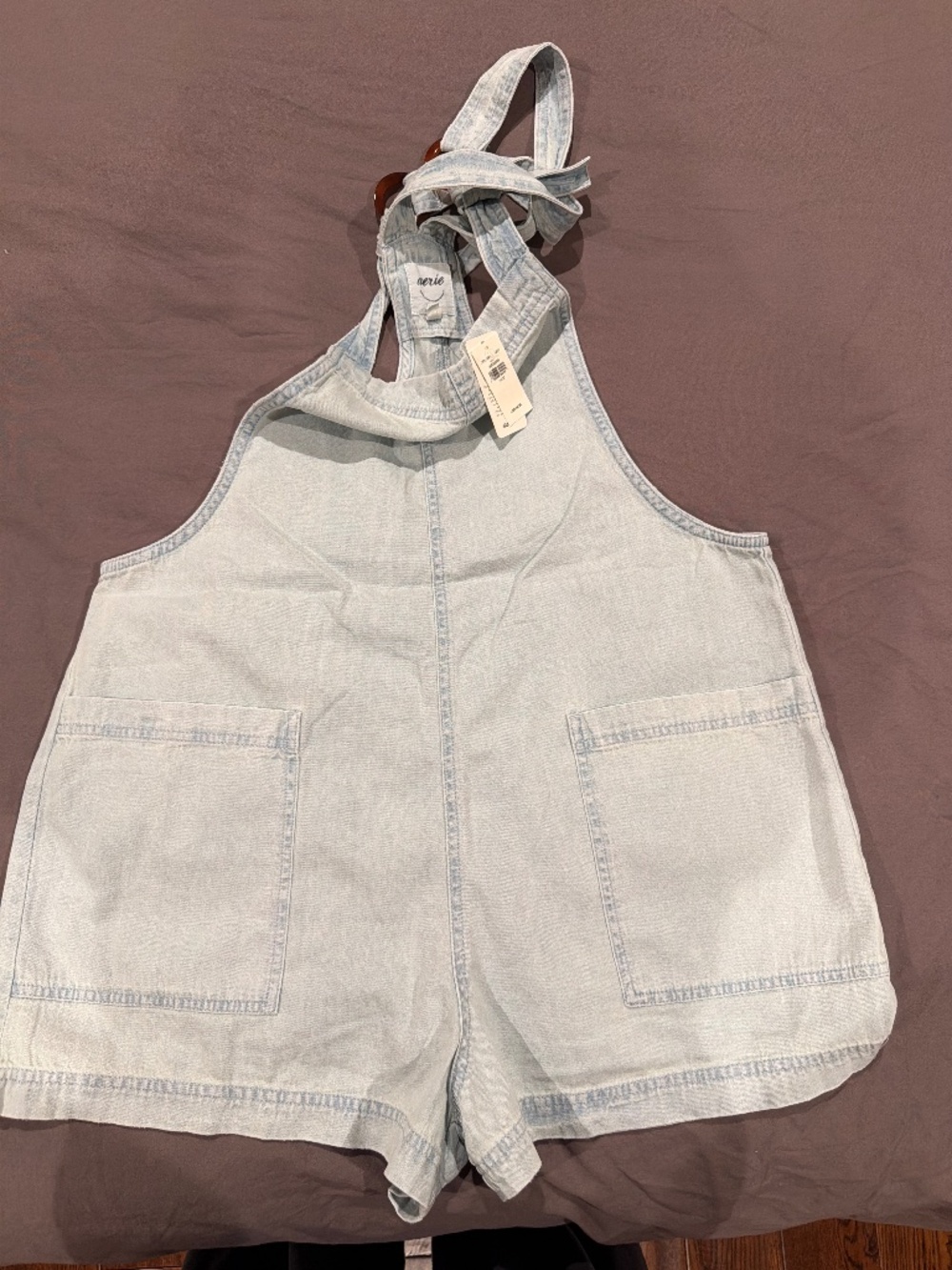 Aerie Light Wash Denim Shortalls Overall Romper – Size M – NWT - Picture 1 of 5